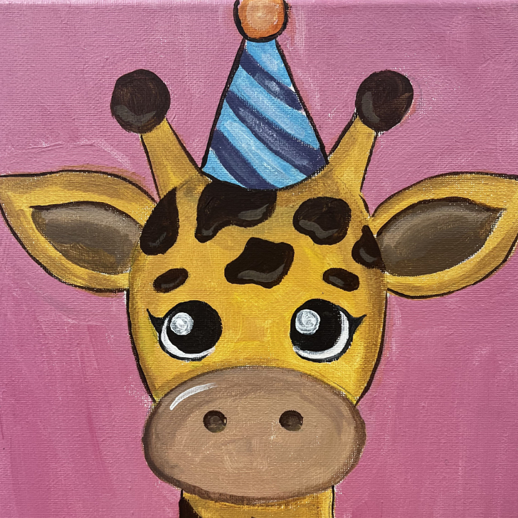 Birthday Giraffe Acrylic painting