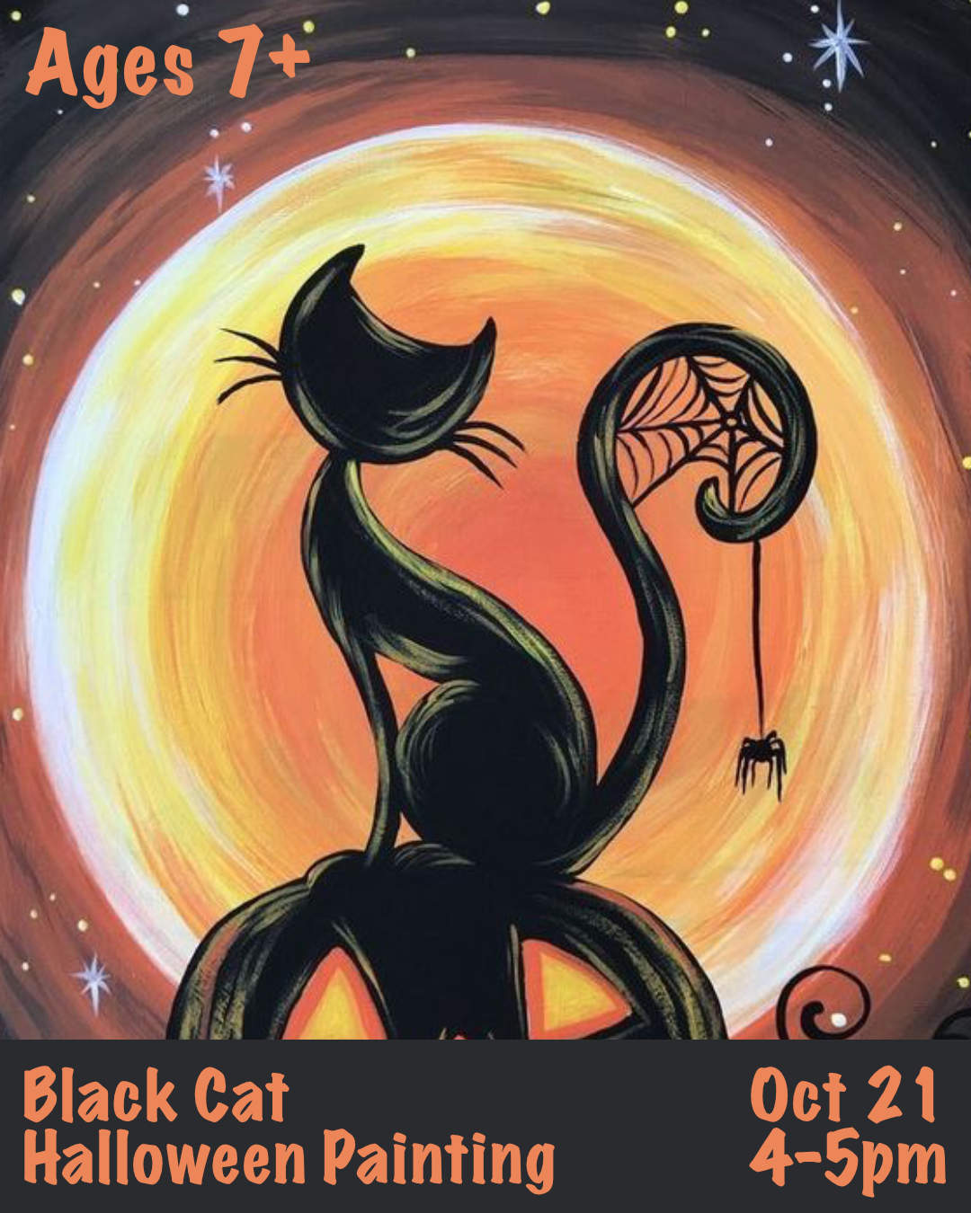 Black Cat Acrylic Painting Kids Workshop
