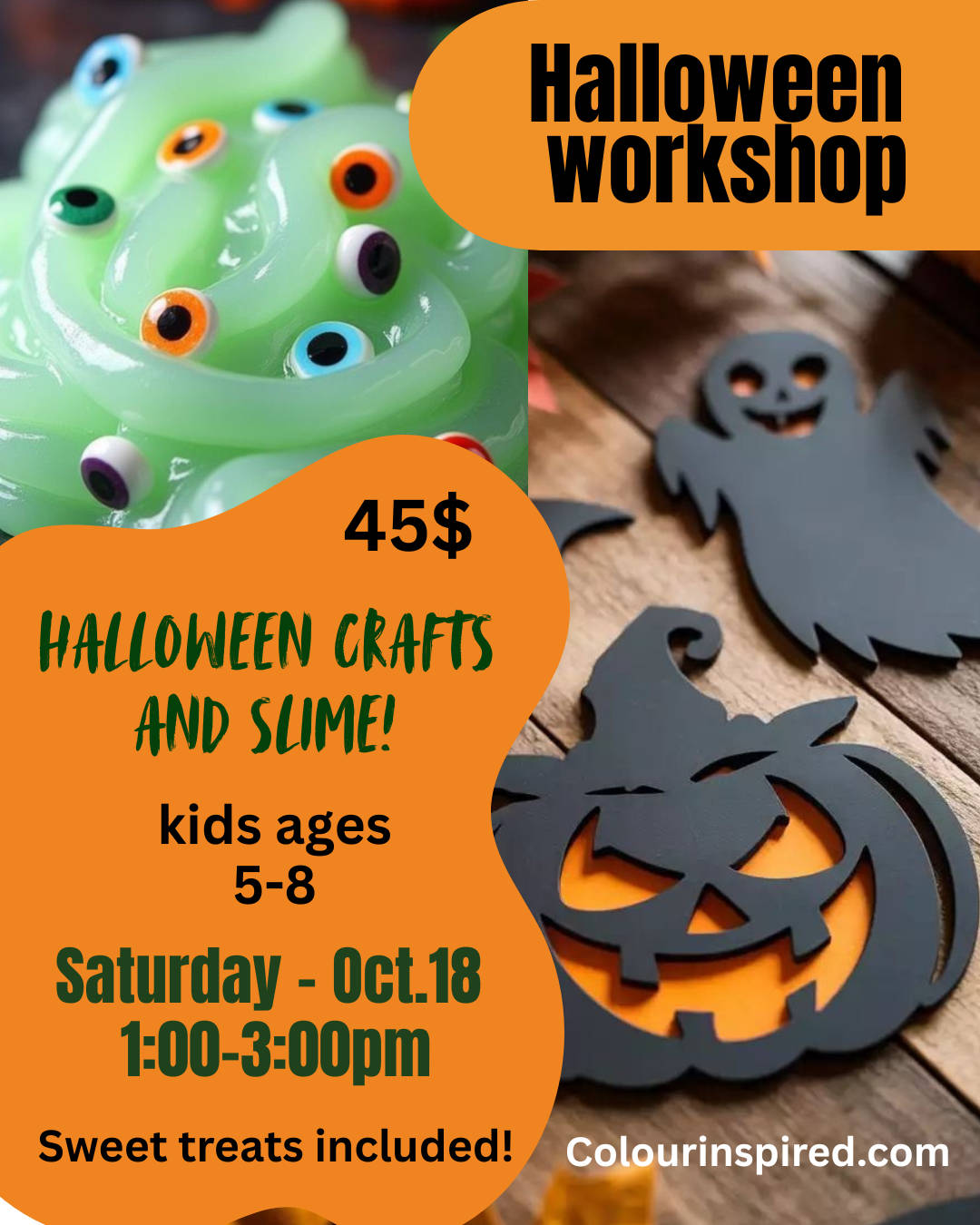 Halloween Workshop for kids age 5-8 poster