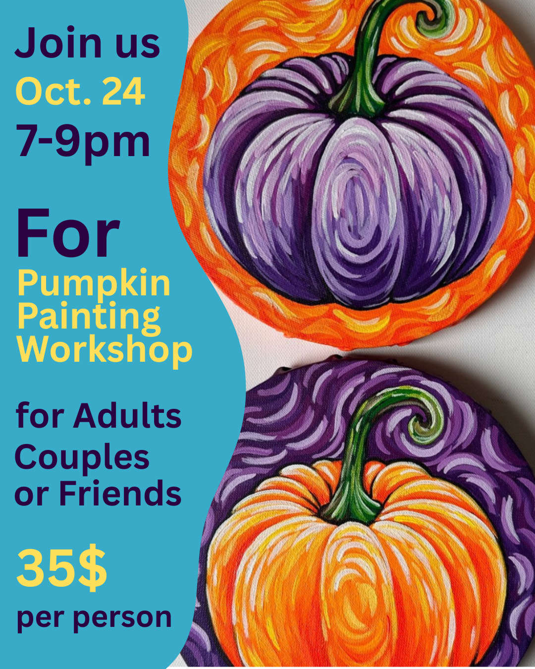 Halloween pumpkin painting workshop for adults