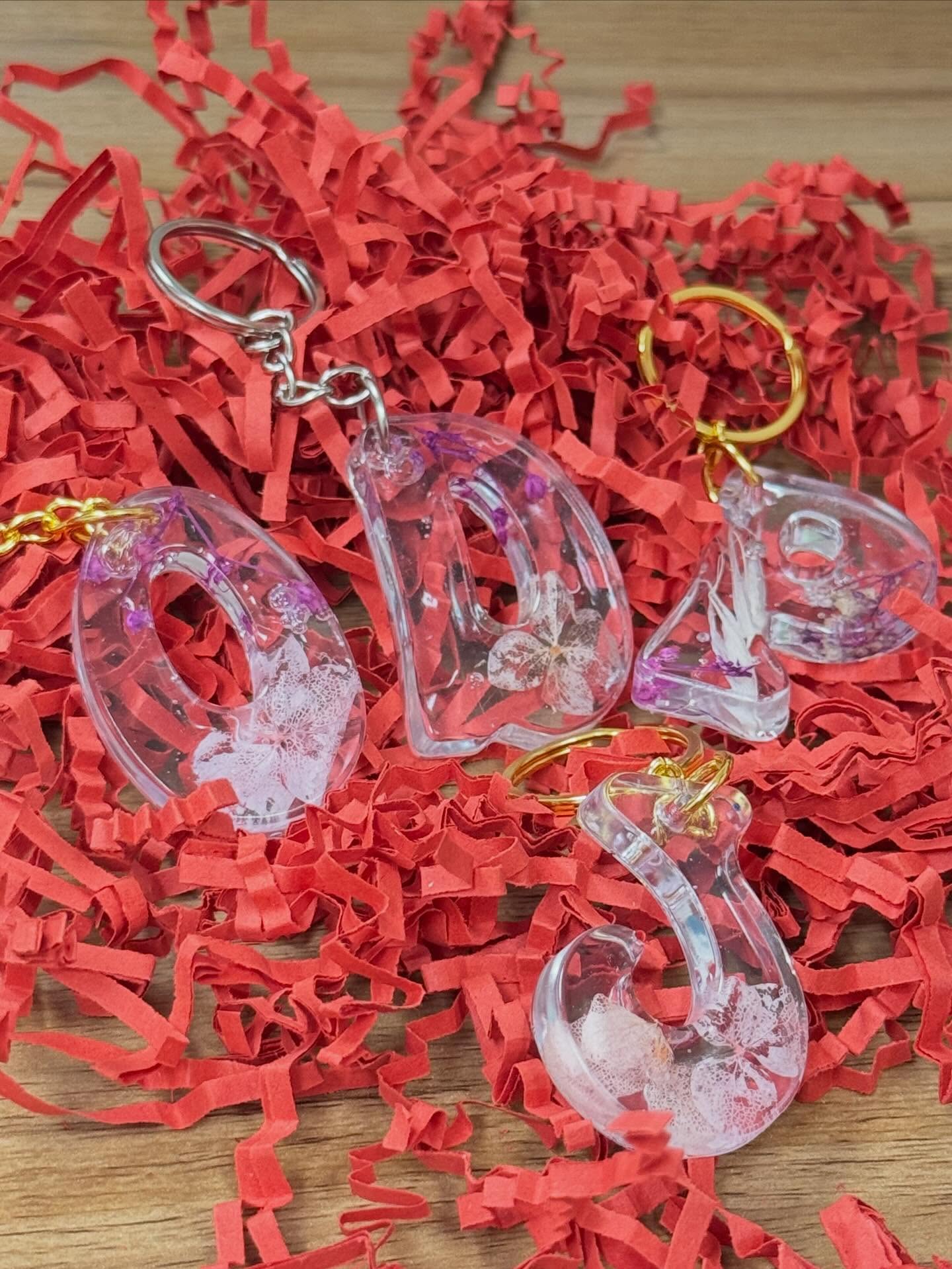 Epoxy Resin Letter Keychain