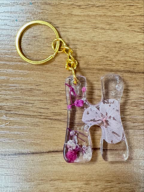H Letter Epoxy Resin Keychain