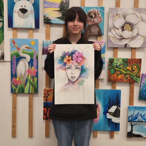 14 year old nature painting art project
